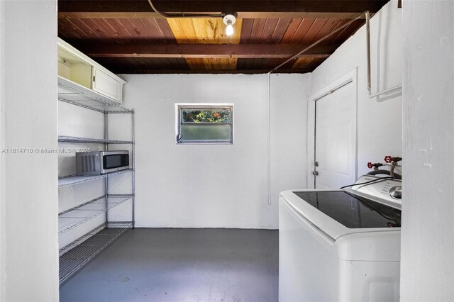 9221 SW 167th Ter, Palmetto Bay, FL 33157 - laundry room with washer / clothes dryer and wooden ceiling