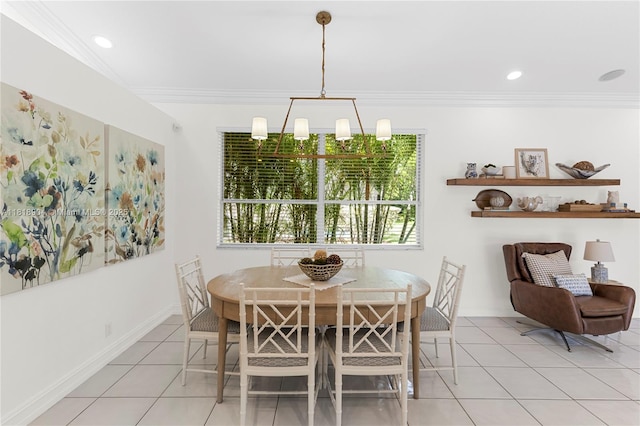 1971 Landing Way, Weston, FL 33326 - dining space featuring light tile patterned floors, crown molding, and recessed lighting