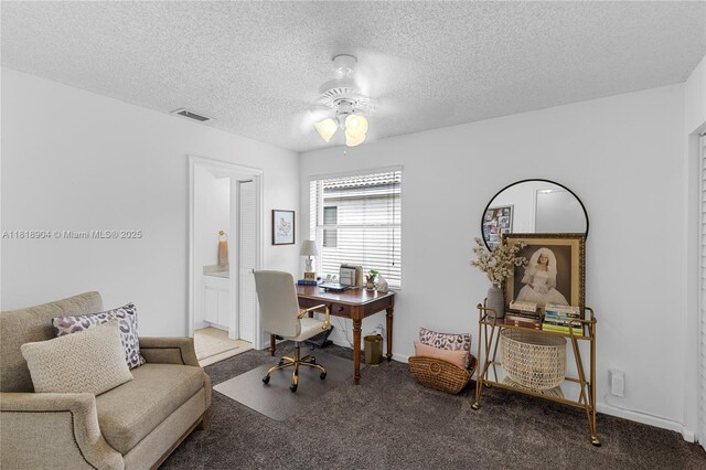 1971 Landing Way, Weston, FL 33326 - office space with ceiling fan, carpet floors, and a textured ceiling