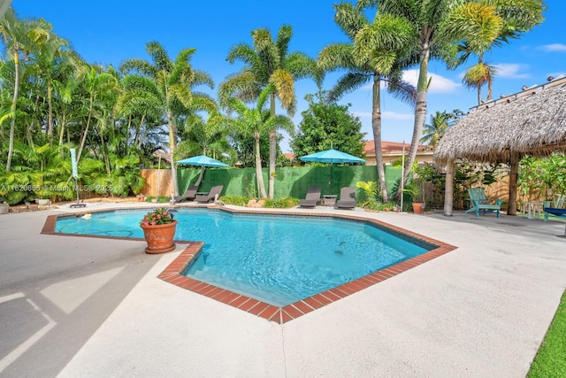 12821 SW 148th St Rd, Miami, FL 33186 - view of swimming pool with a patio, a gazebo, and a fenced backyard