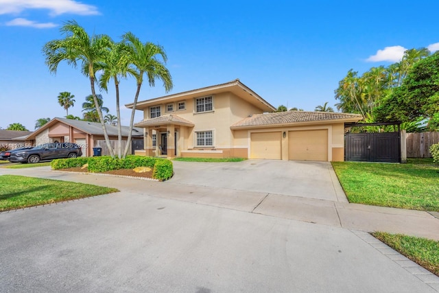 12821 SW 148th St Rd, Miami, FL 33186 - view of front facade featuring stucco siding, concrete driveway, a garage, and a tile roof