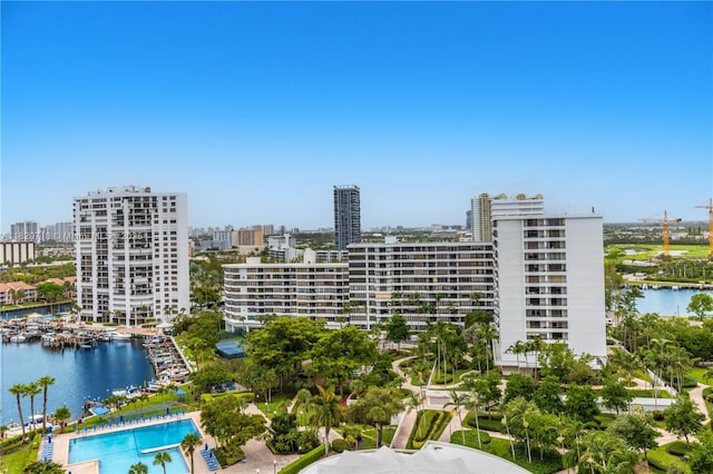 2500 Parkview Dr Unit 1717, Hallandale Beach, FL 33009 - view of urban area featuring a nearby body of water and a pool area