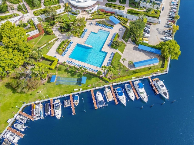 2500 Parkview Dr Unit 1717, Hallandale Beach, FL 33009 - aerial view of property and surrounding area with a pool and a large body of water
