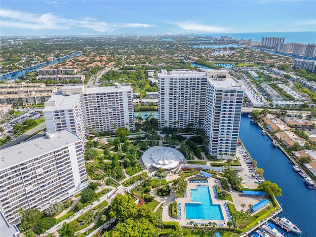 2500 Parkview Dr Unit 1717, Hallandale Beach, FL 33009 - view of urban area featuring a large body of water and a pool area
