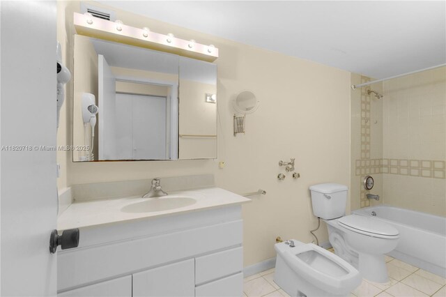 2500 Parkview Dr Unit 1717, Hallandale Beach, FL 33009 - bathroom with vanity, tile patterned floors, shower / tub combination, and a bidet