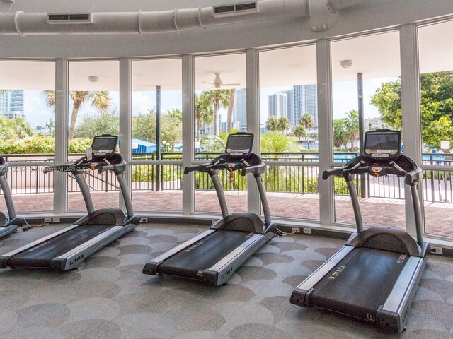 2500 Parkview Dr Unit 1717, Hallandale Beach, FL 33009 - exercise room featuring carpet flooring