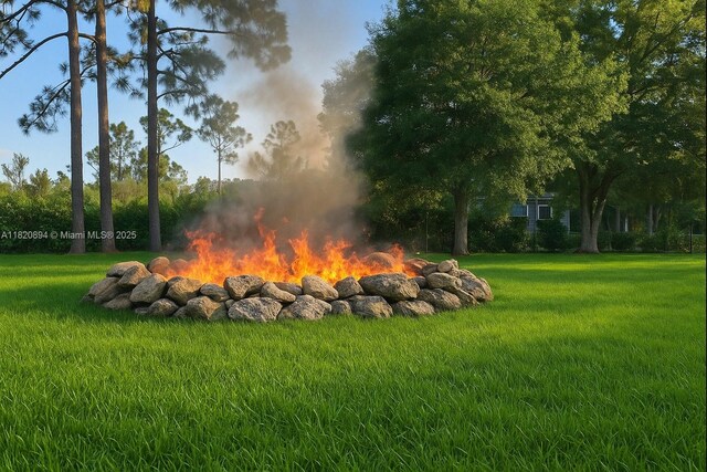 17038 N 61st Pl N, Loxahatchee, FL 33470 - view of green lawn featuring a fire pit