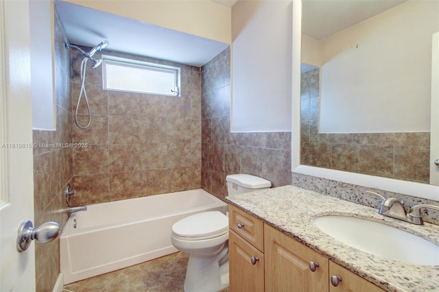 9741 SW 12th St, Pembroke Pines, FL 33025 - full bath featuring vanity, tub / shower combination, tile walls, and tile patterned flooring