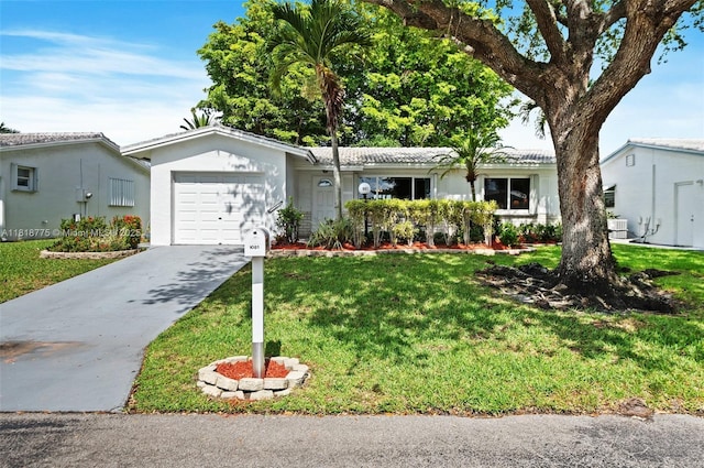 1081 NW 89th Ave, Plantation, FL 33322 - ranch-style house with a garage, driveway, a front lawn, and stucco siding
