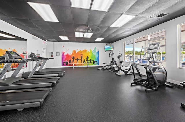 1081 NW 89th Ave, Plantation, FL 33322 - gym with a paneled ceiling
