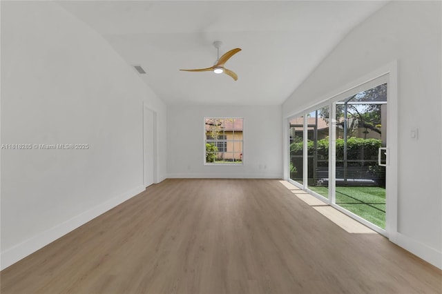9550 W Heather Ln, Miramar, FL 33025 - unfurnished room with lofted ceiling, light wood-style floors, and ceiling fan