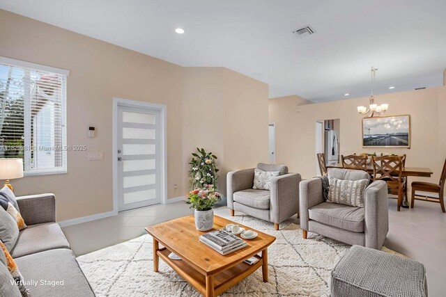 1753 Aspen Ln, Weston, FL 33327 - living area featuring a chandelier and recessed lighting