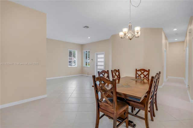 1753 Aspen Ln, Weston, FL 33327 - dining area featuring a chandelier, light tile patterned floors, and recessed lighting