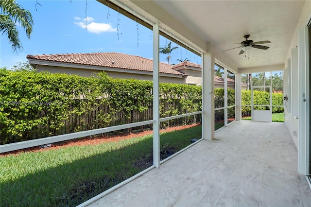 1753 Aspen Ln, Weston, FL 33327 - unfurnished sunroom featuring a ceiling fan and plenty of natural light