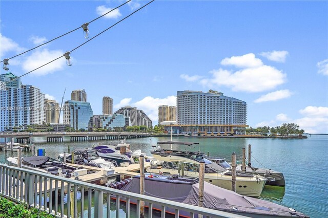 999 Brickell Bay Dr Unit 711, Miami, FL 33131 - dock area with a water view and a view of skyline
