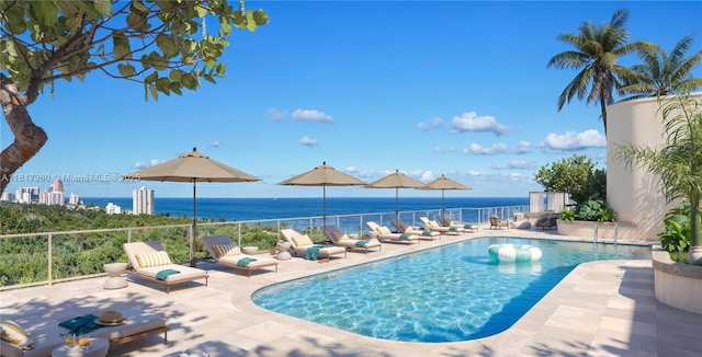 2901 NE 9th Ct Unit 7D, Fort Lauderdale, FL 33304 - view of swimming pool with a patio area and a water view