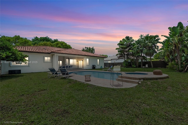 17050 SW 90th Ave, Palmetto Bay, FL 33157 - outdoor pool with a fenced backyard, an in-ground hot tub, and a patio area