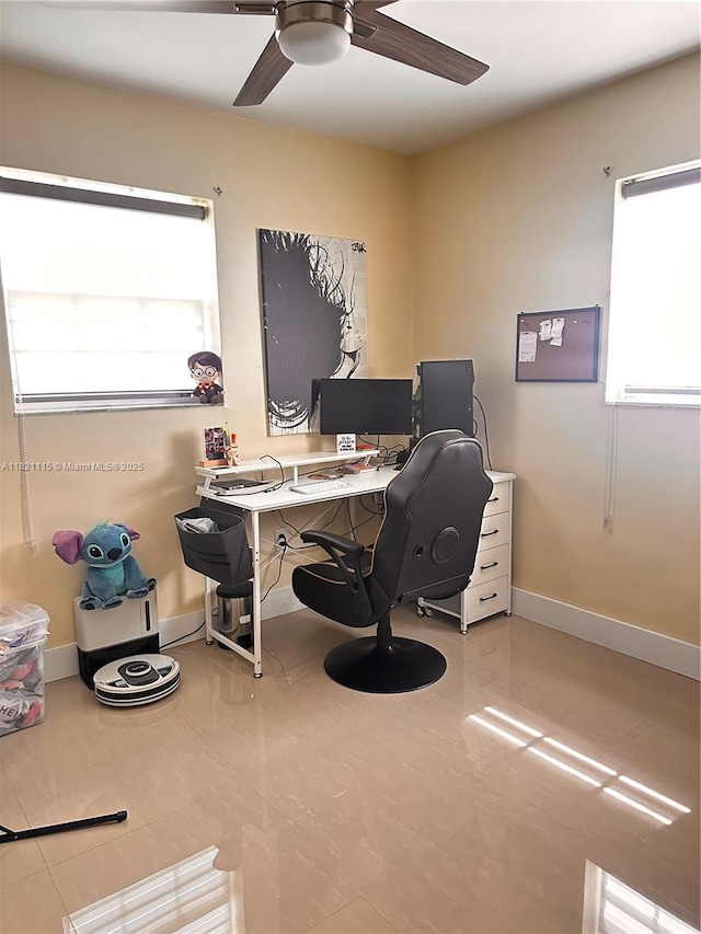 3250 NW 174th St, Miami Gardens, FL 33056 - office featuring a ceiling fan and tile patterned flooring