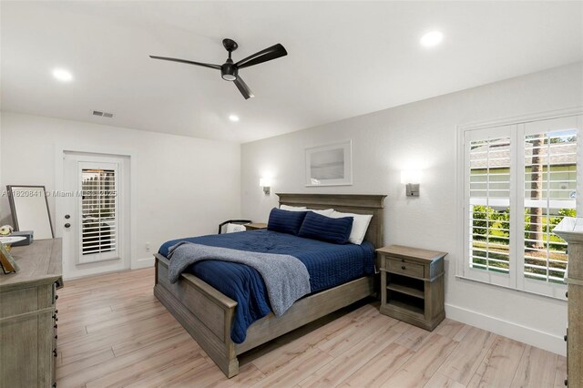 1020 SW 19th St SW, Naples, FL 34117 - bedroom with light wood finished floors, recessed lighting, and ceiling fan