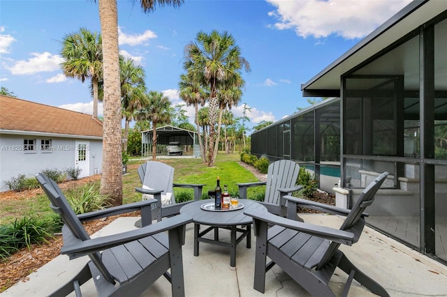 1020 SW 19th St SW, Naples, FL 34117 - view of patio featuring an outdoor pool and glass enclosure