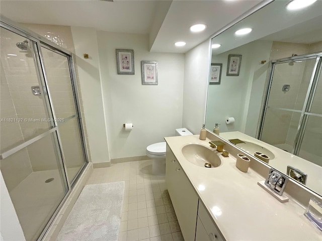 20191 E Country Club Dr Unit 1903, Aventura, FL 33180 - bathroom featuring recessed lighting, vanity, a shower stall, and tile patterned floors