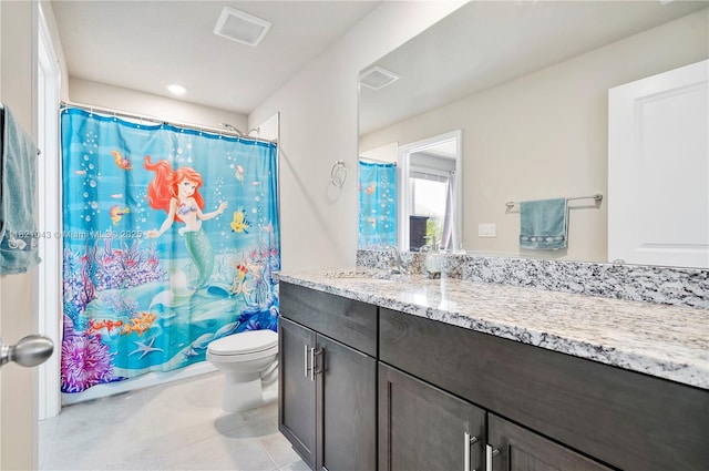 5720 Mentmore Dr, Mangonia Park, FL 33407 - full bath featuring vanity, tile patterned floors, and a shower with curtain