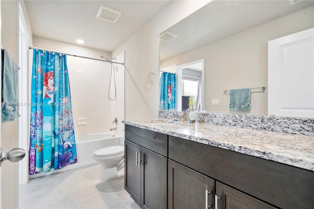 5720 Mentmore Dr, Mangonia Park, FL 33407 - bathroom featuring vanity, tile patterned floors, and shower / tub combo