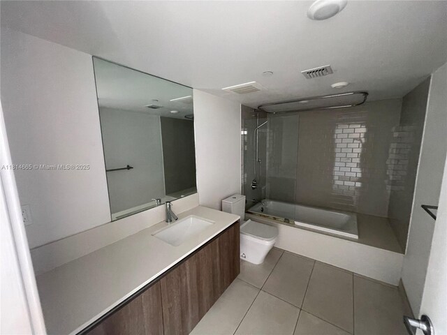 1025 92nd St Unit 607, Bay Harbor Islands, FL 33154 - full bath with vanity, bath / shower combo with glass door, and tile patterned flooring