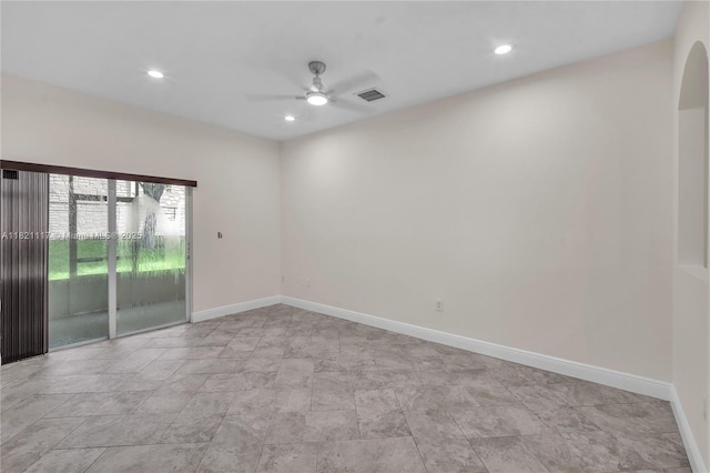 13227 SW 42nd St Unit 8103, Miramar, FL 33027 - spare room featuring ceiling fan, recessed lighting, and arched walkways
