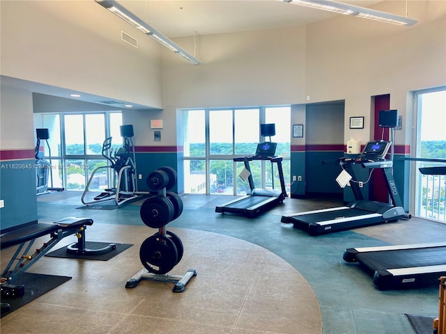 7275 SW 90th Way Unit 405, Miami, FL 33156 - workout area featuring a high ceiling