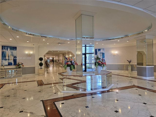 3800 S Ocean Dr Unit 425, Hollywood, FL 33019 - lobby with recessed lighting and a wainscoted wall