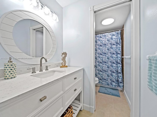 10152 S Ocean Dr Unit 618, Jensen Beach, FL 34957 - full bathroom featuring vanity, tile patterned flooring, and a shower with curtain