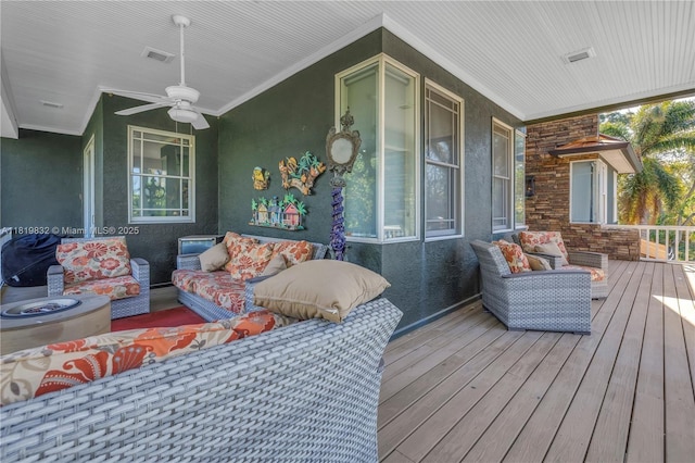 8755 Commodore Dr, Seminole, FL 33776 - wooden terrace with a ceiling fan