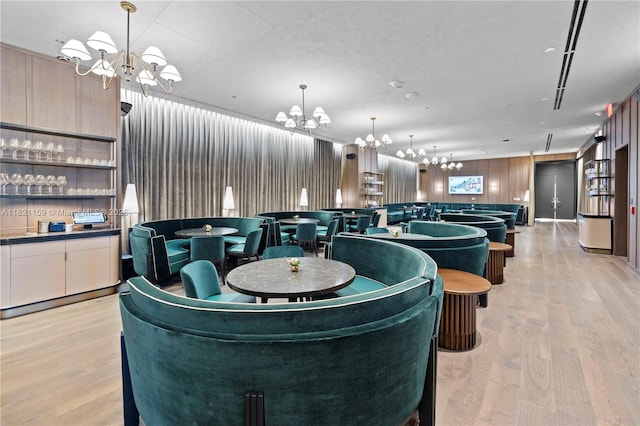 159 NE 6th St Unit 3016, Miami, FL 33132 - game room featuring a chandelier and light wood finished floors