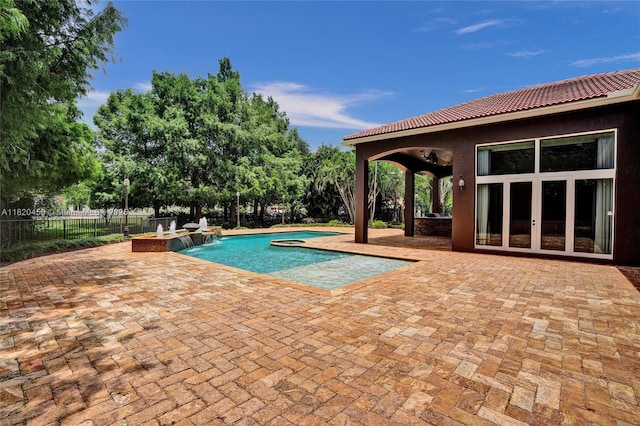 15093 SW 16th St, Davie, FL 33326 - view of pool with a patio and french doors