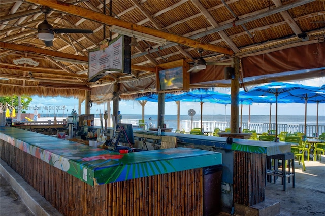 104000 Overseas Hwy Unit 5, Key Largo, FL 33037 - view of patio / terrace with a ceiling fan, a water view, and a gazebo