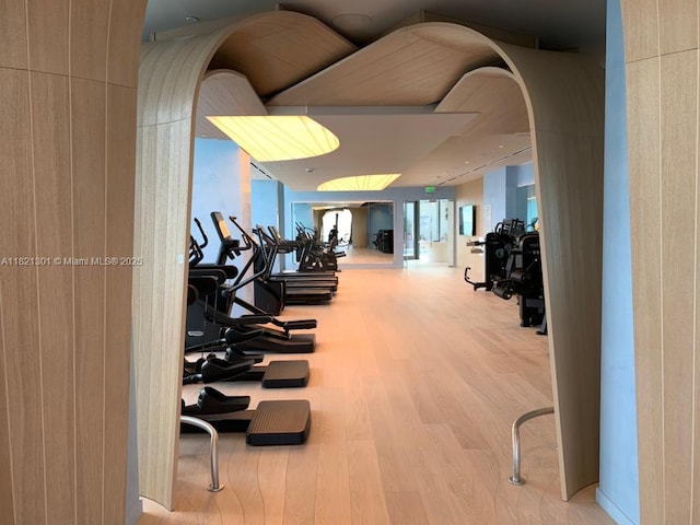 1000 Brickell Plz Unit 3703, Miami, FL 33131 - exercise room featuring wood finished floors