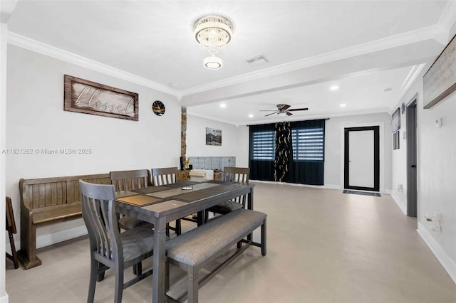 7631 Miramar Pkwy, Miramar, FL 33023 - dining space with crown molding, recessed lighting, and a ceiling fan