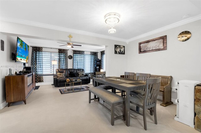 7631 Miramar Pkwy, Miramar, FL 33023 - dining room featuring ornamental molding and a ceiling fan