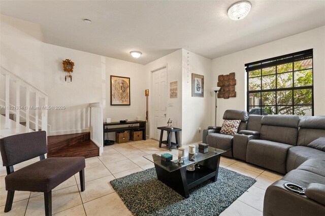 3507 W 89th Pl, Hialeah, FL 33018 - living room featuring stairway and light tile patterned floors