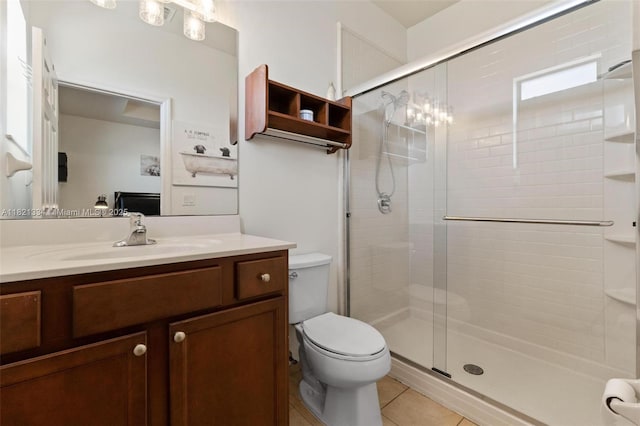 3507 W 89th Pl, Hialeah, FL 33018 - bathroom featuring a shower stall, vanity, and tile patterned floors