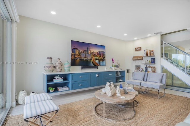4034 N Ocean Dr, Hollywood, FL 33019 - living room with light wood-type flooring and recessed lighting