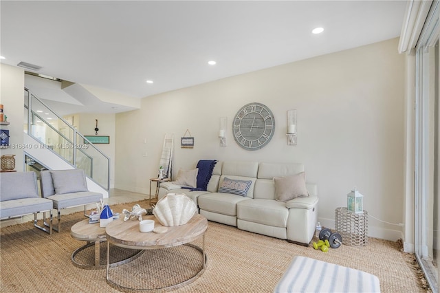 4034 N Ocean Dr, Hollywood, FL 33019 - living area with stairway and recessed lighting