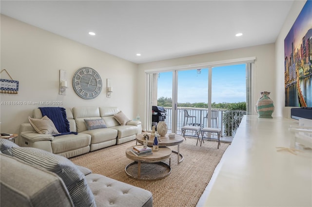 4034 N Ocean Dr, Hollywood, FL 33019 - living room with recessed lighting and a water view