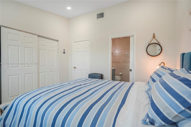 4034 N Ocean Dr, Hollywood, FL 33019 - bedroom with a closet, recessed lighting, and ensuite bath