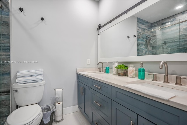 4034 N Ocean Dr, Hollywood, FL 33019 - full bath featuring a shower stall, double vanity, and tile patterned floors