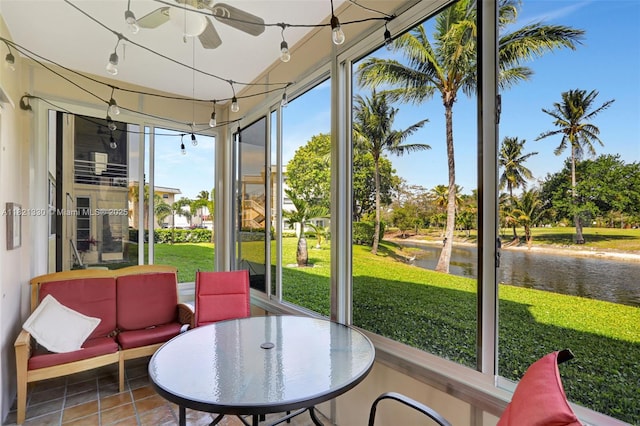 4311 NW 16th St Unit B103, Lauderhill, FL 33313 - sunroom / solarium with a water view and a ceiling fan
