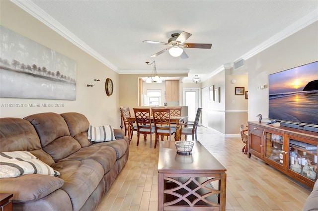 4311 NW 16th St Unit B103, Lauderhill, FL 33313 - living area with ceiling fan, crown molding, and light wood-style floors