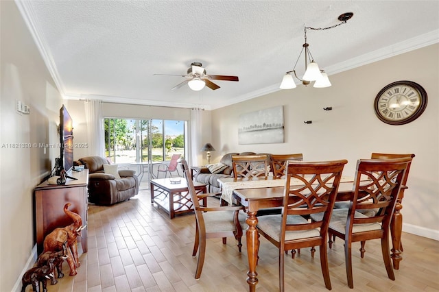 4311 NW 16th St Unit B103, Lauderhill, FL 33313 - dining space with ornamental molding, light wood finished floors, a ceiling fan, and a textured ceiling