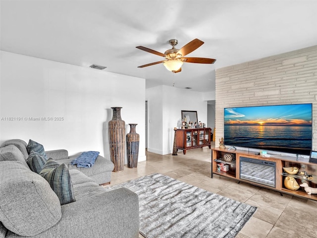 17320 SW 117th Ave, Miami, FL 33177 - living room with tile patterned flooring and a ceiling fan